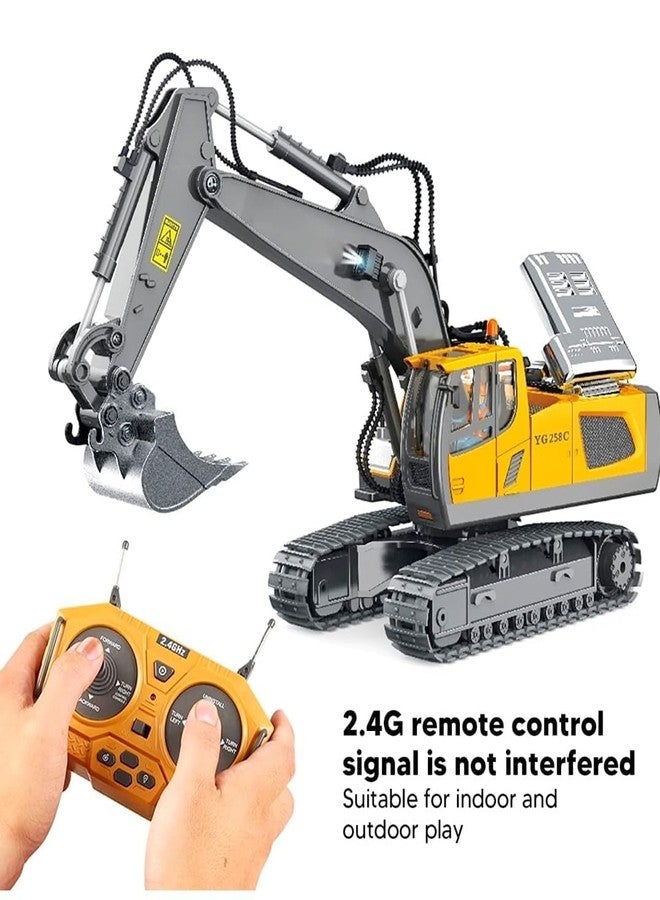 Bhavenu New Remote Control Excavator Toy for 6-12 Yr Boys, Best Birthday Gifts for Kids 7 8 9 10 11 Year Old, Rc Construction Toys with Metal Shovel, Lights, Sounds 2.4Ghz, Multi Color - Image 2